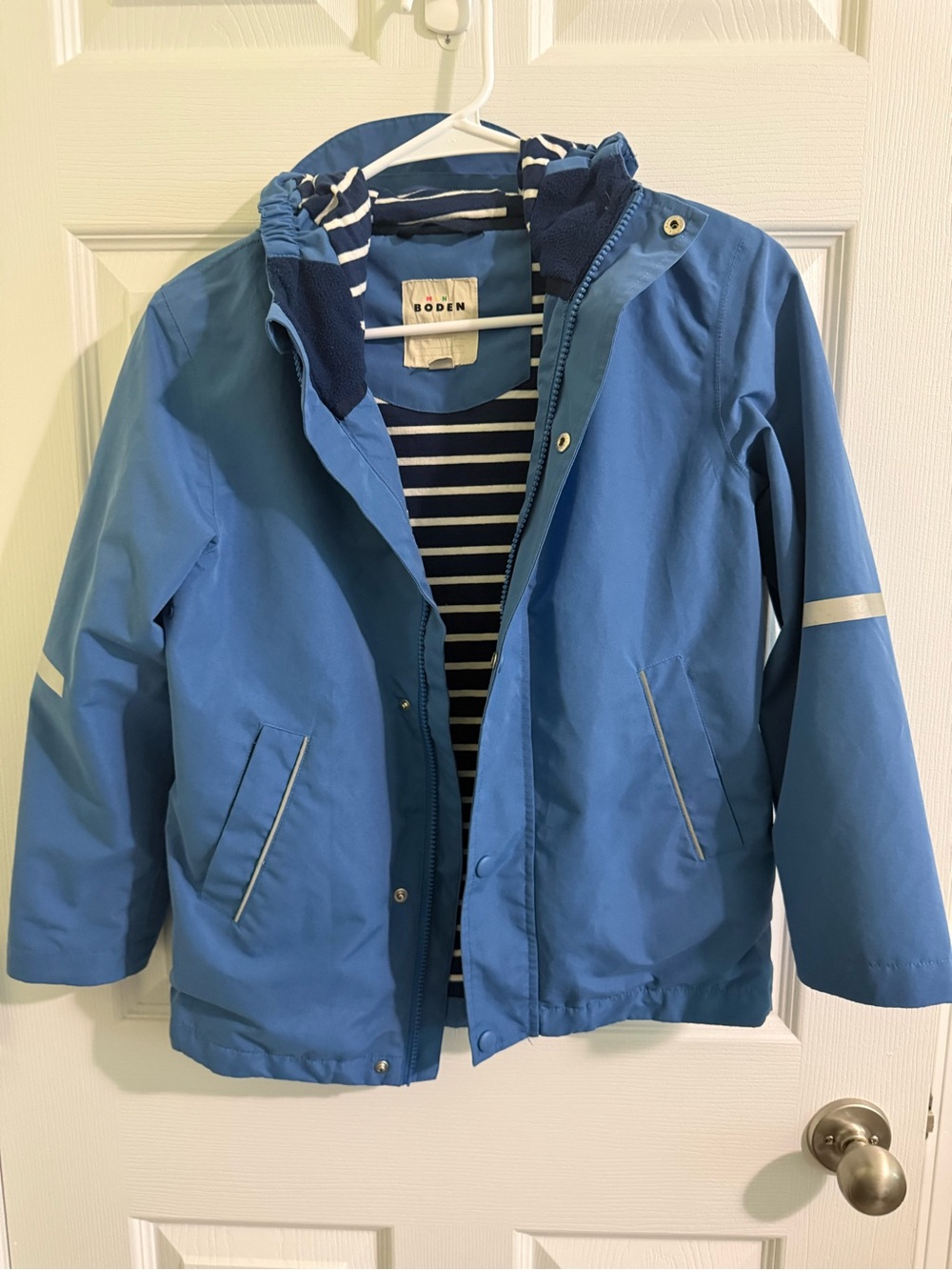 Mini Boden Blue Kids' Raincoat with Striped Lining
